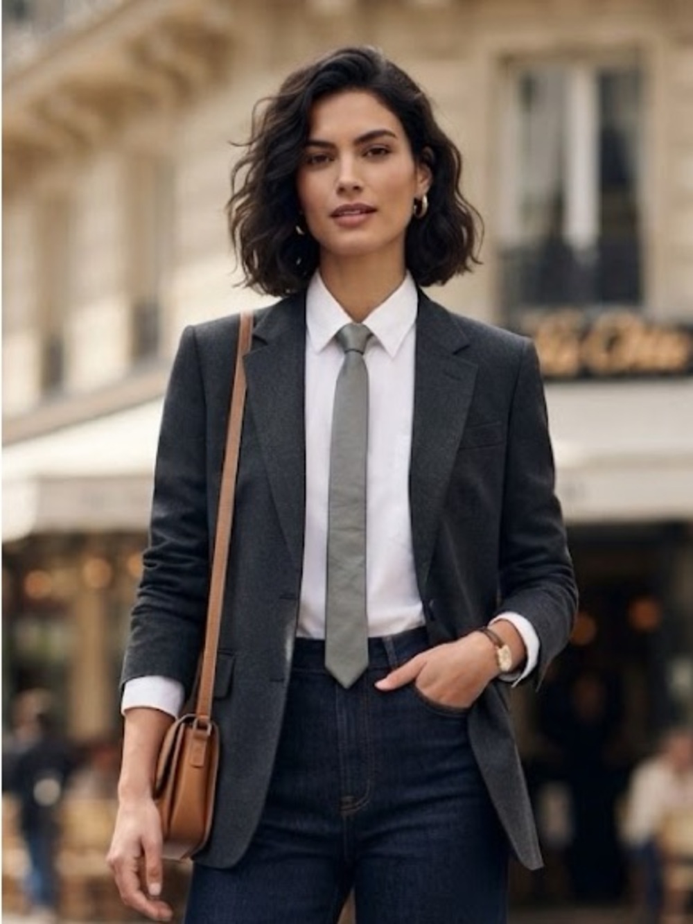 Vintage Skinny Leather Tie Gray